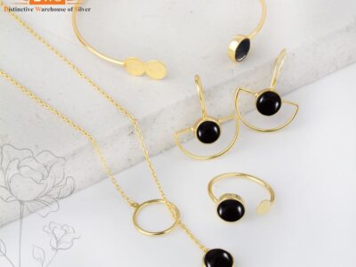 Stunning Black Agate Jewelry Set for Sale